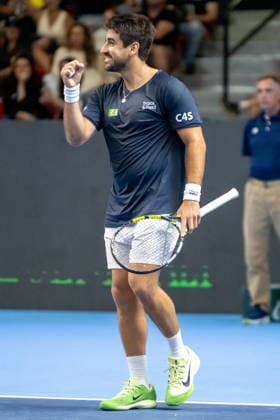 September 19, 2026, Rio De Janeiro, Rio De Janeiro, Brazil: Orlando Luz of Brazil Match action during the 2026 Davis Cup World Group I tie between Brazil and Switzerland, held at the Farmasi Arena in Rio de Janeiro, Brazil. Rio De Janeiro Brazil - ZUMAa293 20260919_zsp_a293_005 Copyright: xRicardoxAmaralx