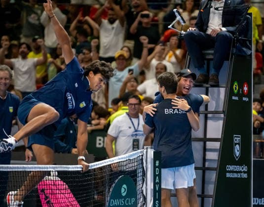September 19, 2026, Rio De Janeiro, Rio De Janeiro, Brazil: Winner of Brazil Match action during the 2026 Davis Cup World Group I tie between Brazil and Switzerland, held at the Farmasi Arena in Rio de Janeiro, Brazil. Rio De Janeiro Brazil - ZUMAa293 20260919_zsp_a293_006 Copyright: xRicardoxAmaralx