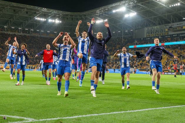 19.09.2026, xtgx, Fussball - 2.Bundesliga Dynamo Dresden - Hertha BSC Berlin v.l. Hertha Jubel ueber den Sieg, Jubel nach Spielende (DFL DFB REGULATIONS PROHIBIT ANY USE OF PHOTOGRAPHS as IMAGE SEQUENCES and or QUASI-VIDEO) Dresden