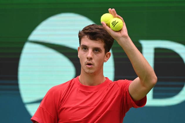 Matej DODIC (CRO) Aktion, match1: Alexander ZVEREV (GER) - Matej DODIC (CRO) Deutschland (GER) - Kroatien (CRO) Tennis Davis Cup Qualifiers Round 2 am 19.09.2026 in der Heristo Arena Halle Westfalen, Deutschland. Â
