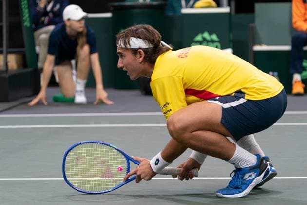 2026-09-19 - Davis Cup 2026 DEN BOSCH, NETHERLANDS - SEPTEMBER 19: Miguel Tobon during the Davis Cup 2026 match between Netherlands and Columbia at the Maaspoort on September 19, 2026 in Den Bosch, Netherlands Den Bosch Maaspoort Netherlands Content not available for redistribution in The Netherlands directly or indirectly through any third parties. Copyright: xMarleenxFouchierx