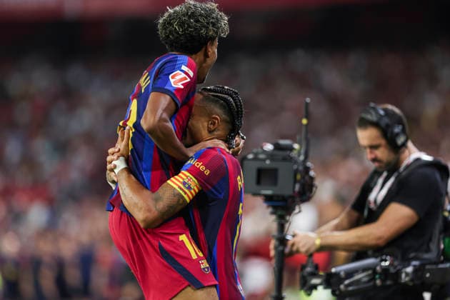 September 19, 2026, Sevilla, Sevilla, Spain: Raphinha of FC Barcelona, Barca celebrates a goal during the Spanish league, LaLiga EA Sports, football match played between Sevilla FC and FC Barcelona at Ramon Sanchez-Pizjuan stadium on September 19, 2026, in Sevilla, Spain. Sevilla Spain - ZUMAa181 20260919_zaa_a181_615 Copyright: xIrinaxR.xHipolitox