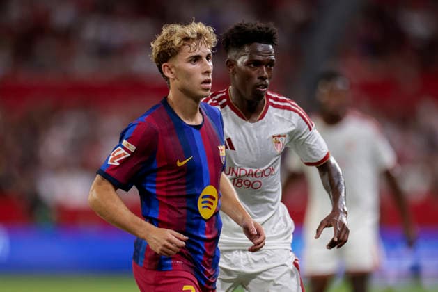 Sevilla FC v FC Barcelona, Barca - LaLiga EA Sports 2026 27 Fermin Lopez of FC Barcelona competes for the ball with Felix Correa of Sevilla FC during the La Liga EA Sports match between Sevilla FC and FC Barcelona at Ramon Sanchez Pizjuan in Seville, Spain, on September 19, 2026. Seville Spain  Copyright: xJosexLuisxContrerasx originalFilename:joseluiscontreras-sevillaf260919_npVTJ.jpg