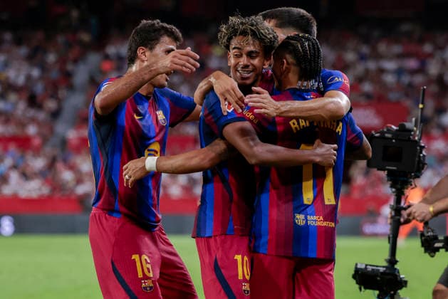 Sevilla FC v FC Barcelona, Barca - LaLiga EA Sports 2026 27 Raphinha Dias Belloli of FC Barcelona celebrates a goal during the La Liga EA Sports match between Sevilla FC and FC Barcelona at Ramon Sanchez Pizjuan in Seville, Spain, on September 19, 2026. Seville Spain  Copyright: xJosexLuisxContrerasx originalFilename:joseluiscontreras-sevillaf260919_npHNo.jpg