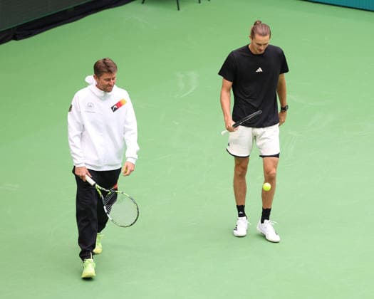 Alexander Zverev (GER), Michael Kohlmann, Davis Cup Captain, Davis Cup Germany vs. Croatia, Heristo Arena, Halle Westf., Germany Tennis - Davis Cup 20026 - - Heristo Arena - Halle West - Northrhine Westphalia - Germany - 20 September 2026. Copyright: xJuergenxHasenkopfx