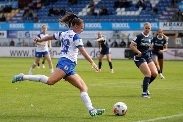 20.09.2026, Hänsch-Arena, Meppen, GER, Frauenfußball, 2. Bundesliga: SV Meppen vs SC Sand, Lana Hubbeling (SV Meppen 18) DFL REGULATIONS PROHIBIT ANY USE OF PHOTOGRAPHS AS IMAGE SEQUENCES AND OR QUASI-VIDEO. Meppen Niedersachsen Hänsch-Arena