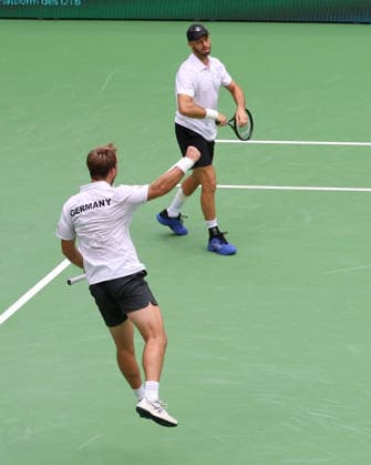 L-R.Team Germany, Kevin Krawietz, Tim Puetz celebrating, Herren Doppel, Men s Doubles, Davis Cup Germany vs. Croatia, Heristo Arena, Halle Westf., Germany Tennis - Davis Cup 20026 - - Heristo Arena - Halle West - Northrhine Westphalia - Germany - 20 September 2026. Copyright: xJuergenxHasenkopfx