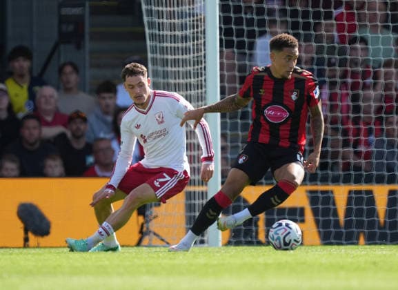 Bournemouth v Liverpool, Premier League, Football, Vitality Stadium, Bournemouth, UK - 20 Sep 2026 Florian Wirtz of Liverpool and Marcus Tavernier of Bournemouth Bournemouth Vitality Stadium Bournemouth UK, UK NEWSPAPERS OUT Copyright: xSeanxRyanx