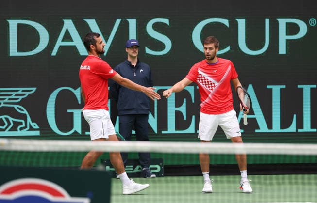 Team Croatia, Nikola Mektic, Mate Pavic, Herren Doppel, Men s Doubles, Davis Cup Germany vs. Croatia, Heristo Arena, Halle Westf., Germany Tennis - Davis Cup 20026 - - Heristo Arena - Halle West - Northrhine Westphalia - Germany - 20 September 2026. Copyright: xJuergenxHasenkopfx