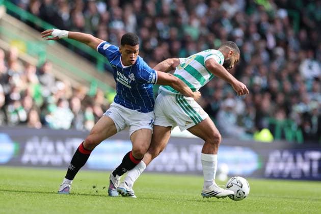 Kevin Kelsy of Rangers battles for the ball with Cameron Carter-Vickers of Celtic during the William Hill Scottish Premiership match at Parkhead, Glasgow. Celtic v Rangers - William Hill Scottish Premiership - Parkhead, Glasgow, Lanarkshire, Scotland, UK - 20 Sep 2026Glasgow Parkhead Lanarkshire United Kingdom  Copyright: xO Rourke RangersxFC Shutterstockx 17159973eo