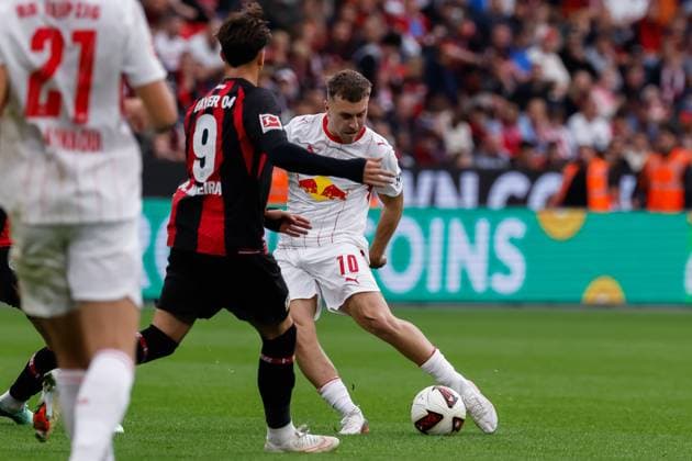 LEVERKUSEN - Brajan Gruda of RB Leipzig shoots during the Bundesliga match between Bayer 04 Leverkusen and RB Leipzig at the BayArena on September 20, 2026, in Leverkusen, Germany. MARCEL TER BALS ANP Bundesliga 2026 27 xVIxANPxSportx xMarcelxterxBalsxIVx 569402780 originalFilename: 569402780.jpg