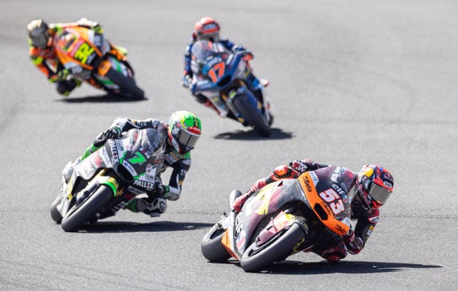 MOTORSPORTS - MotoGP, GP of Austria 2026 SPIELBERG,AUSTRIA,20.SEP.26 - MOTORSPORTS - Moto2, Grand Prix of Austria, Red Bull Ring. Image shows Deniz Oencue (TUR ELF Marc VDS Racing Team), Barry Baltus (BEL REDS Fantic Racing), Daniel Munoz (ESP Italtrans Racing Team) and Luca Lunetta (ITA BETA Tools SpeedRS Team).  GEPAxpictures xHaraldxSteiner