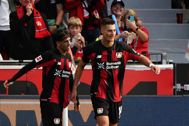 Leverkusen Fussball, 1.BL saison 2026 2027 Bayer 04 Leverkusen vs RB Leipzig, 20.09.2026, Bayarena Leverkusen Patrik Schick Bayer 04 Leverkusen, Tschechien, CZE, Aktion, Einzelbild, jubelt