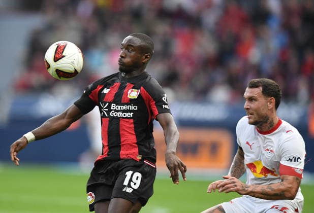 20.09.2026, xophax, Fussball 1.Bundesliga, Bayer 04 Leverkusen - RB Leipzig Moussa Diaby , links ( Bayer 04 ) und David Raum , rechts ( Fürth ) (DFL DFB REGULATIONS PROHIBIT ANY USE OF PHOTOGRAPHS as IMAGE SEQUENCES and or QUASI-VIDEO) Leverkusen