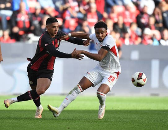 20.09.2026, xophax, Fussball 1.Bundesliga, Bayer 04 Leverkusen - RB Leipzig Ezequiel Fernandez , links ( Bayer 04 ) und Christopher Nkunku , links ( RB Leipzig ) (DFL DFB REGULATIONS PROHIBIT ANY USE OF PHOTOGRAPHS as IMAGE SEQUENCES and or QUASI-VIDEO) Leverkusen