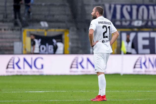 Rico Preißinger (Preissinger, Münster, 21), Spieler vom SC Preußen Münster (Preussen), enttäuscht schauend, Enttäuschung, Frustration, disappointed, pessimistisch, nach dem Gegentor zum 1:0, Action, Aktion, Spielszene, 20.09.2026, Mannheim (Deutschland), Fussball, 3. Liga, SV Waldhof Mannheim - SC Preußen Münster, DFB DFL REGULATIONS PROHIBIT ANY USE OF PHOTOGRAPHS AS IMAGE SEQUENCES AND OR QUASI-VIDEO.