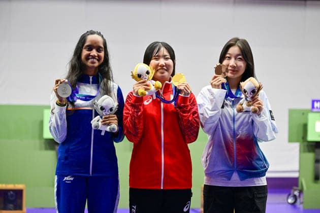 20th Sep 2026, Aichi, Nagoya, Japan India™s Elavenil Valarivan competes in the women™s 10m air rifle team event at the 20th Asian Games Aichi-Nagoya 2026 at the Aichi General Shooting Gallery in Aichi Prefecture, Japan, September 20, 2026. Valarivan, Sonam Uttam Maskar and Vidarsa K Vinod won the silver medal. Aichi, Nagoya Nagoya Japan Copyright: xSeshadrixSukumarx