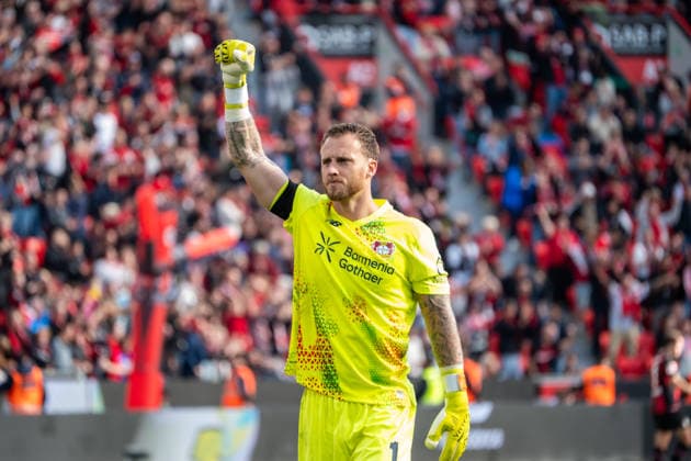 Deutschland: 1.Bundesliga 2026 2027, 4. Spieltag, Bayer 04 Leverkusen vs RB Leibzig, Samstag, 20.09.2026 BayArena-Stadion (Leverkusen-Nordrhein-Westfalen): Tor und Torjubel zum 1:0 durch Patrik Schick (Bayer 04 Leverkusen, 14). Freude, Emotionen, Jubel Mark Flekken ( Bayer 04 Leverkusen, 1) Leverkusen BayArena-Stadion-Leverkusen Deutschland Copyright: xOrhanxHabashx