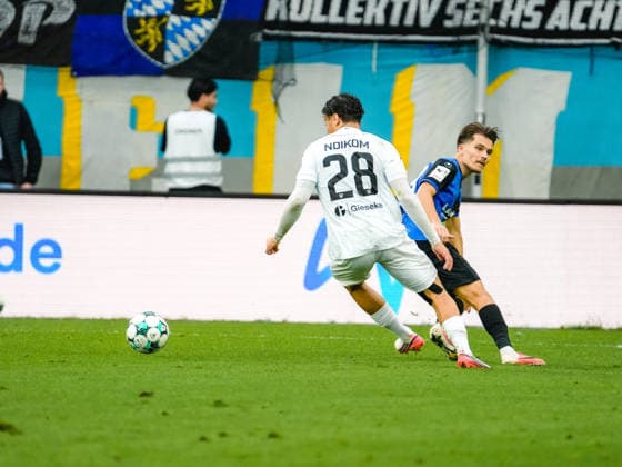 20.09.2026, xwppx, Fussball 3.Liga, SV Waldhof Mannheim - Preußen Münster v.l. Montell Ndikom (Preußen Münster) im Angriff