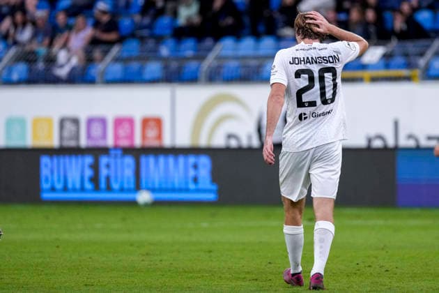 Ryan Johansson (Münster, 20), Spieler vom SC Preußen Münster (Preussen), enttäuscht schauend, Enttäuschung, Frustration, disappointed, pessimistisch, Aktion, Action, Spielszene, 20.09.2026, Mannheim (Deutschland), Fussball, 3. Liga, SV Waldhof Mannheim - SC Preußen Münster, DFB DFL REGULATIONS PROHIBIT ANY USE OF PHOTOGRAPHS AS IMAGE SEQUENCES AND OR QUASI-VIDEO.