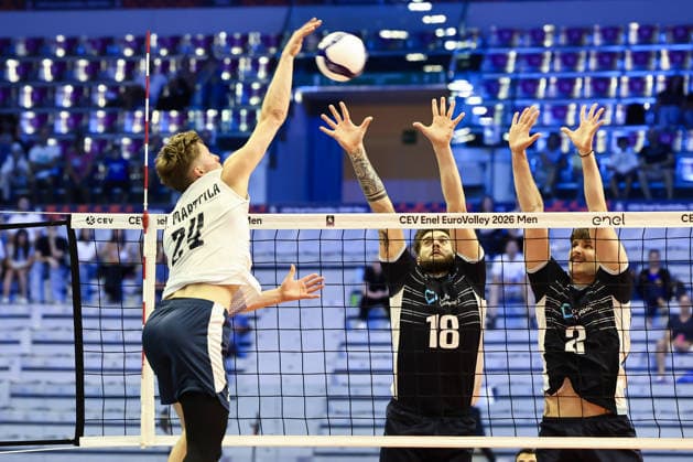 IPA88765286 - 24 Nooa Marttila (Finland) during the Round of 16 match between Finland and Greece at the CEV Enel EuroVolley 2026 at PalaVela, Turin, Italy, on September 20, 2026, during the Finland vs. Greece match, CEV EuroVolley Men’s match in Turin, Italy, September 20, 2026  Copyright: xValerioxOrigo IPAxSportx xx IPA88765286