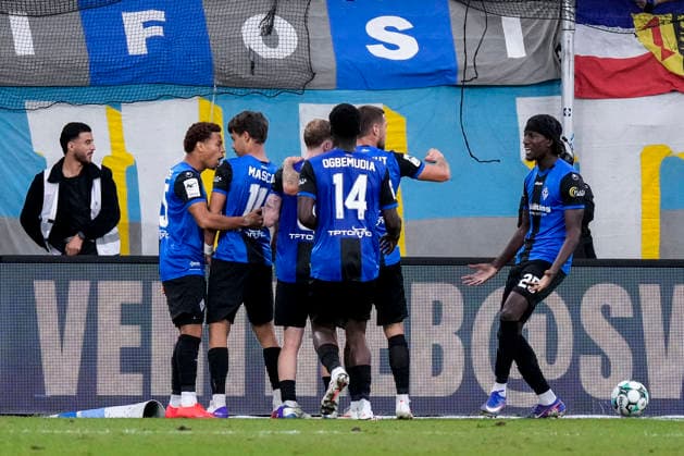 Spieler vom SV Waldhof Mannheim, jubeln über das Tor zum 2:0, Jubel, Torjubel, Torerfolg, celebrate the goal, goal, celebration, jubelt ueber das Tor, Freuen, Freude, freut sich, optimistisch, positiv, Spielszene, Highlight, Action, Aktion, 20.09.2026, Mannheim (Deutschland), Fussball, 3. Liga, SV Waldhof Mannheim - SC Preußen Münster, DFB DFL REGULATIONS PROHIBIT ANY USE OF PHOTOGRAPHS AS IMAGE SEQUENCES AND OR QUASI-VIDEO.