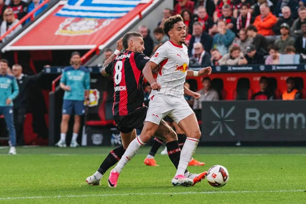 20.09.2026, xjmrgnx, Fussball 1.Bundesliga, Bayer 04 Leverkusen - RB Leipzig v.l. Zweikampf zwischen Robert Andrich (8, Leverkusen) und Neil El Aynaoui (21, Leipzig) (DFL DFB REGULATIONS PROHIBIT ANY USE OF PHOTOGRAPHS as IMAGE SEQUENCES and or QUASI-VIDEO) Leverkusen