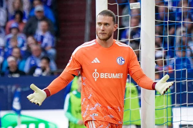 Deutschland: Fussball Bundesliga 2026 - 2027, 4. Spieltag - FC Schalke 04 vs SV Elversberg - Veltins-Arena (Gelsenkirchen): Loris Karius (FC Schalke 04, 1) Mimik, Gesichtsausdruck, Emotion Copyright: xJOERANxSTEINSIEKx