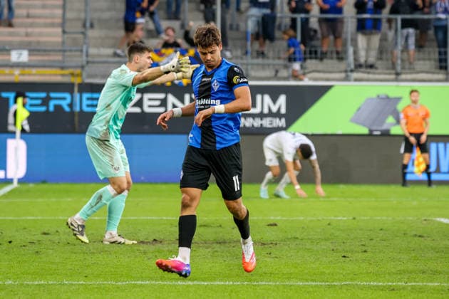 Masca (SV Waldhof Mannheim, 11) Torschütze zum 2:0, Tor und Torjubel, Gestik, Freude, Emotionen Fussball: 3. Liga, 7. Spieltag, SV Waldhof Mannheim vs. SC Preußen Münster am 20.09.2026 in Mannheim (Carl-Benz-Stadion), Deutschland 2026 Franz Reindel Mannheim Carl-Benz-Stadion Deutschland Copyright: xFranzxReindelx