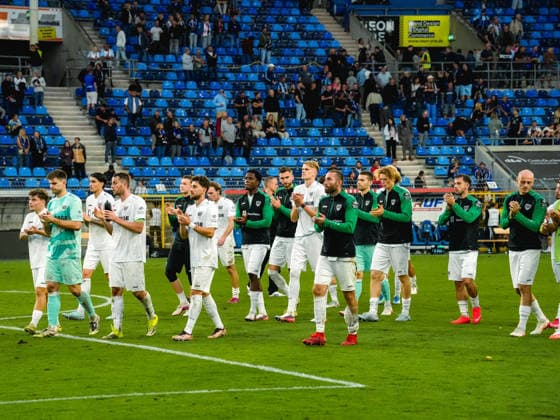20.09.2026, xwppx, Fussball 3.Liga, SV Waldhof Mannheim - Preußen Münster v.l. Preußen Münster nach der 0:2 Niederlage