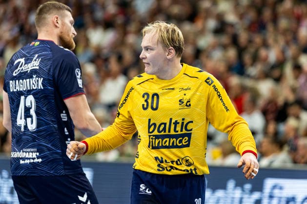 Opel HBL: SG Flensburg-Handewitt vs Handball Club Hamburg; 20.09.26 Jubel Freude über gehaltenen Ball bei Simon Möller (Nr.30, SG Flensburg-Handewitt) Opel HBL: SG Flensburg-Handewitt vs Handball Club Hamburg, GGW Arena am 20.09.26 Copyright: xBEAUTIFULxSPORTS MarioxM.xKobergx