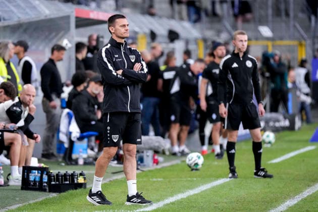 Thomas Wörle (Tom Wörle, Trainer, Cheftrainer, Münster), Freisteller, Ganzkörper, Einzelbild, Einzelfoto, Aktion, Action, am Spielfeldrand, an der Seitenauslinie, 20.09.2026, Mannheim (Deutschland), Fussball, 3. Liga, SV Waldhof Mannheim - SC Preußen Münster, DFB DFL REGULATIONS PROHIBIT ANY USE OF PHOTOGRAPHS AS IMAGE SEQUENCES AND OR QUASI-VIDEO.