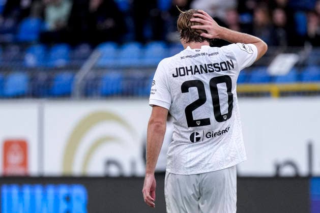 Ryan Johansson (Münster, 20), Spieler vom SC Preußen Münster (Preussen), Einzelbild, Einzelfoto, Aktion, Action, enttäuscht schauend, Enttäuschung, Frustration, disappointed, pessimistisch, 20.09.2026, Mannheim (Deutschland), Fussball, 3. Liga, SV Waldhof Mannheim - SC Preußen Münster, DFB DFL REGULATIONS PROHIBIT ANY USE OF PHOTOGRAPHS AS IMAGE SEQUENCES AND OR QUASI-VIDEO.