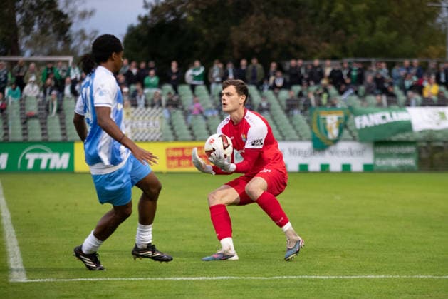 Fußball Regionalliga Nordost: BSG Chemie Leipzig - Chemnitzer FC; 20.09.2026 Torwart David Richter (1, Chemnitzer FC). Fußball, Regionalliga Nordost, Saison 2026 2027, 10. Spieltag: BSG Chemie Leipzig vs. Chemnitzer FC am 20.09.2026 im Alfred-Kunze-Sportpark, Leipzig Leutzsch. Copyright: xBEAUTIFULxSPORTS JanxKaeferx
