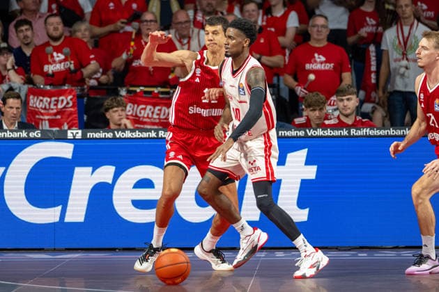 Vladimir Lucic 11 (FC Bayern Basketball), Mylik Wilson 10 (BMA365 Bamberg Baskets), FC Bayern Basketball - BMA365 Bamberg Baskets, BBL, 1. Spieltag, 20.09.2026 Muenchen Bayern Deutschland
