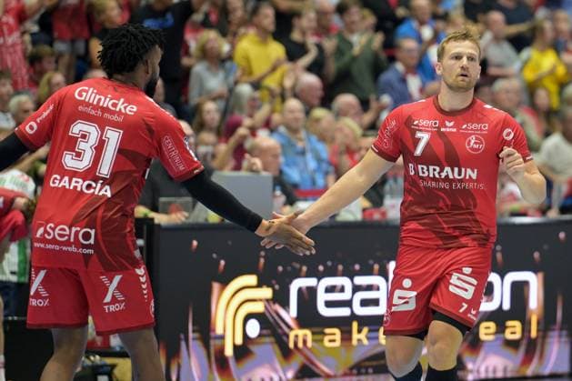 Jubel bei Emre Boeyuekata (KSV Hessen Kassel 7), Dariel Garcia Rivera (MT Melsungen 31) , GER, MT Melsungen - SC Magdeburg, Handball, 1. Bundesliga, 5. Spieltag, Saison 2026 2027, 20.09.2026, GER, MT Melsungen - SC Magdeburg, Handball, 1. Bundesliga, 5. Spieltag, Saison 2026 2027, 20.09.2026 Kassel Copyright: xEibner-Pressefotox xRolandxSippelx EP_RSL
