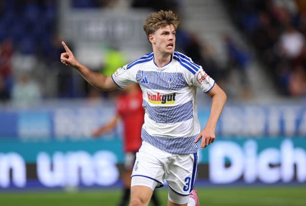 20.09.2026, Fussball 3. Liga, SV Wehen Wiesbaden - MSV Duisburg, v.l., Torjubel zum 0:3 durch Frederik Christensen (MSV Duisburg), Goal celebration, celebrate the goal DFL DFB REGULATIONS PROHIBIT ANY USE OF PHOTOGRAPHS AS IMAGE SEQUENCES AND OR QUASI-VIDEO. xdcx Copyright: HMBxMedia Claus