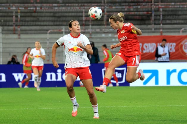 20.09.2026, GER Deutschland, Fussball, 1.Fussballbundesliga, Frauen, 2026 2027, Alte Foersterei, 1.FC Union vs. RB Leibzig Lisa Heiseler C ( 1.FC Union Berlin 7 ), Alieke Tuin ( RB Leipzig 22 ) 1. Liga: DFB DFL regulations prohibit any use of photographs as image sequences and or quasi-video) nordphoto GmbH Engler Berlin Stadion Alte Foersterei Berlin Deutschland Copyright: xNordphotox xEnglerx