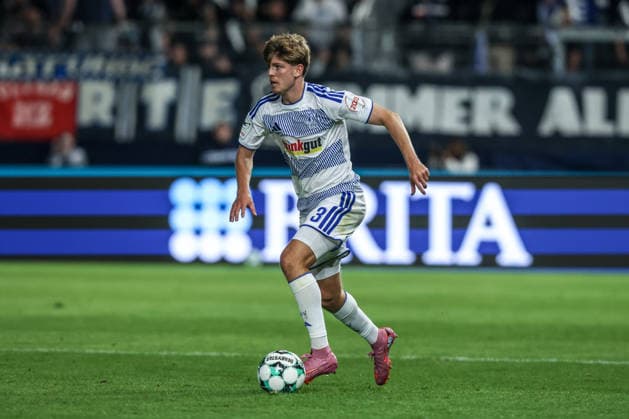 Fussball, 3.Liga Saison 2026 2027 7.Spieltag SV Wehen Wiesbaden - MSV Duisburg 20.09.2026, BRITA-Arena Frederik Christensen (MSV Duisburg, 3) Wiesbaden BRITA-Arena Hessen Deutschland