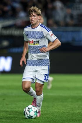 Fussball, 3.Liga Saison 2026 2027 7.Spieltag SV Wehen Wiesbaden - MSV Duisburg 20.09.2026, BRITA-Arena Frederik Christensen (MSV Duisburg, 3) Wiesbaden BRITA-Arena Hessen Deutschland