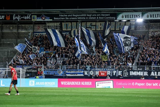 Fussball, 3.Liga Saison 2026 2027 7.Spieltag SV Wehen Wiesbaden - MSV Duisburg 20.09.2026, BRITA-Arena Fans MSV Duisburg Wiesbaden BRITA-Arena Hessen Deutschland