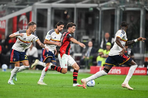 IPA88773653 - Christian Pulisic of AC Milan in action during the Italian Serie A soccer match between AC Milan and US Lecce on September 20, 2026, at the Giuseppe Meazza San Siro Stadium in Milan, Italy. Credit: Tiziano Ballabio  Copyright: xTizianoxBallabio IPAxSportx xx IPA88773653