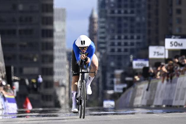 Sweden s Jakob Soderqvist pictured in action during the men s elite individual time trial race (39,2km) at the cycling UCI Road World Championship, WM, Weltmeisterschaft in Montreal, Canada, Sunday 20 September 2026. JASPERxJACOBS  x187198835x