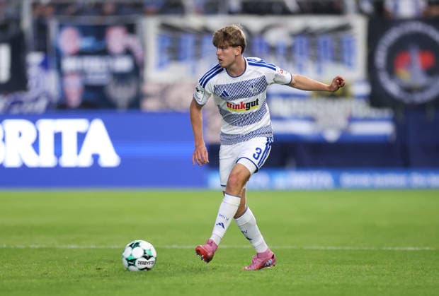 20.09.2026, Fussball 3. Liga, SV Wehen Wiesbaden - MSV Duisburg, v.l., Frederik Christensen (MSV Duisburg) DFL DFB REGULATIONS PROHIBIT ANY USE OF PHOTOGRAPHS AS IMAGE SEQUENCES AND OR QUASI-VIDEO. xdcx Copyright: HMBxMedia Claus