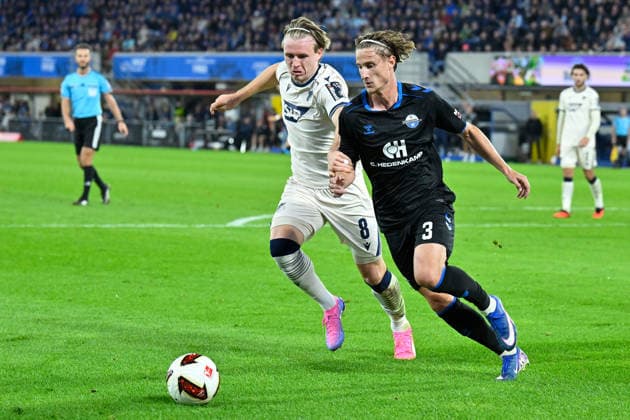 Paderborn, Home-Deluxe-Arena, 20.09.26, GER, Herren, 1.Bundesliga, Saison 2026-2027, SC Paderborn 07 - TSG 1899 Hoffenheim Bild: DFL regulations prohibit any use of photographs as image sequences and or quasi-video. Nordrhein-Westfalen Deutschland
