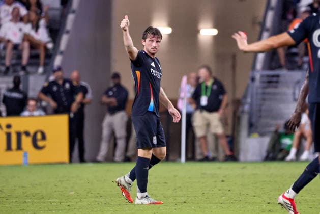 MIAMI, FL - SEPTEMBER 20: San Diego FC Midfielder Anders Dreyer (10) celebrates a goal scored during a 2026 MLS, Fussball Herren, USA soccer match between Inter Miami CF and San Diego FC on September 20, 2026 at NU Stadium, Miami, Fla.(Photo by Chris Arjoon Icon Sportswire). SOCCER: SEP 20 MLS Inter Miami CF vs San Diego FC EDITORIAL USE ONLY Icon2609200000015