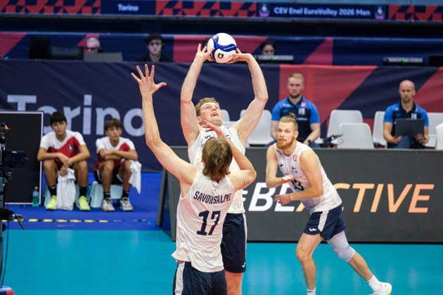 September 20, 2026, Turin, Italy: Fedor Ivanov of Finland seen in action during the Final Eight of the CEV Enel EuroVolley 2026 Men s match between Finland and Greece at PalaVela. Finland wins against Greece with a score 3-2. Turin Italy - ZUMAs197 20260920_aaa_s197_632 Copyright: xDavidexDixLallax