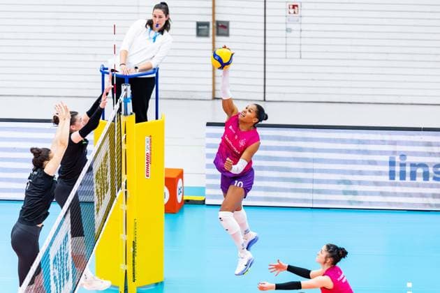 20.09.2026, GER, Volleyball, Frauen, Funke Volley Cup, Saison 26 27, 3. Turniertag, Dresdner SC (Dresdner Sportclub 1898) - KS DevelopRes Rzeszow Taylor Mims (KS DevelopRes Rzeszow) 99089 Erfurt Sporthalle Sportanlage Rieths Thüringen Deutschland