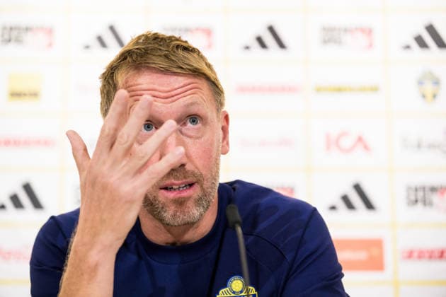 260921 Head coach Graham Potter of the Swedish national football team during a press conference, PK, Pressekonferenz on September 21, 2026 in Stockholm. Photo: Joel Marklund BILDBYRAN kod JM JM0853 bbeng fotboll football soccer fotball nations league uefa nations league presskonferens press conference sverige sweden sverige a Copyright: JOELxMARKLUND BB260921JM003