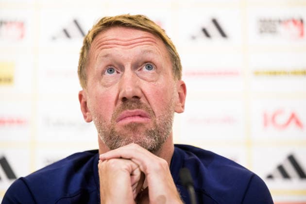 260921 Head coach Graham Potter of the Swedish national football team during a press conference, PK, Pressekonferenz on September 21, 2026 in Stockholm. Photo: Joel Marklund BILDBYRAN kod JM JM0853 bbeng fotboll football soccer fotball nations league uefa nations league presskonferens press conference sverige sweden sverige a Copyright: JOELxMARKLUND BB260921JM005